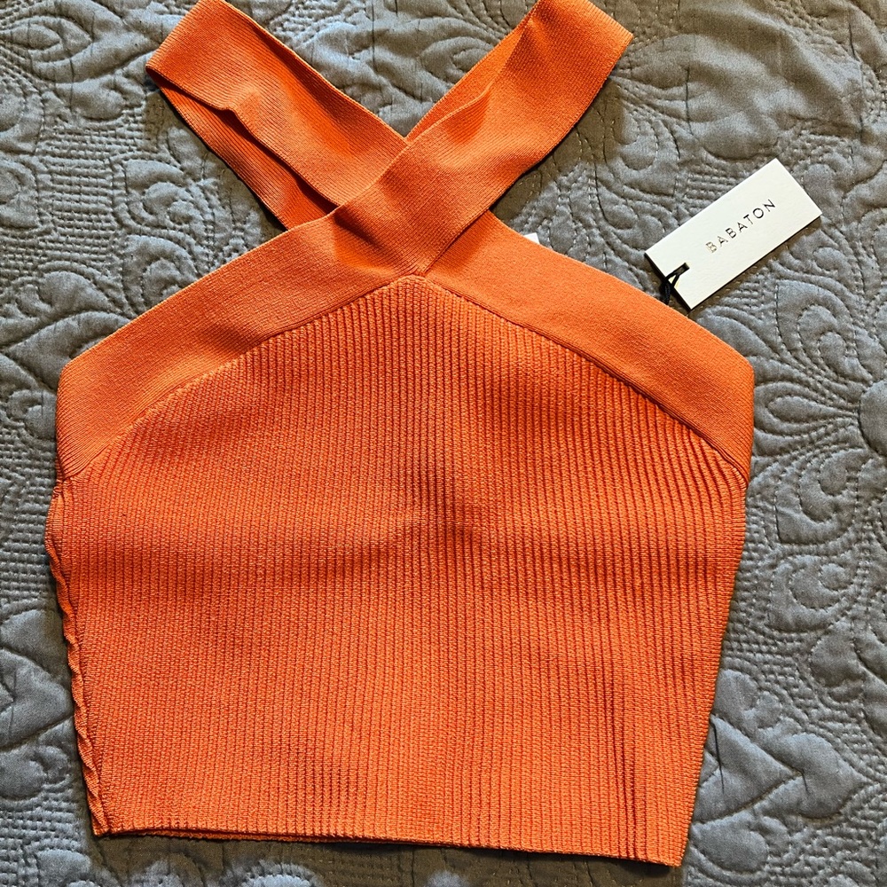Sculpt Knit Criss Cross Cropped Tank